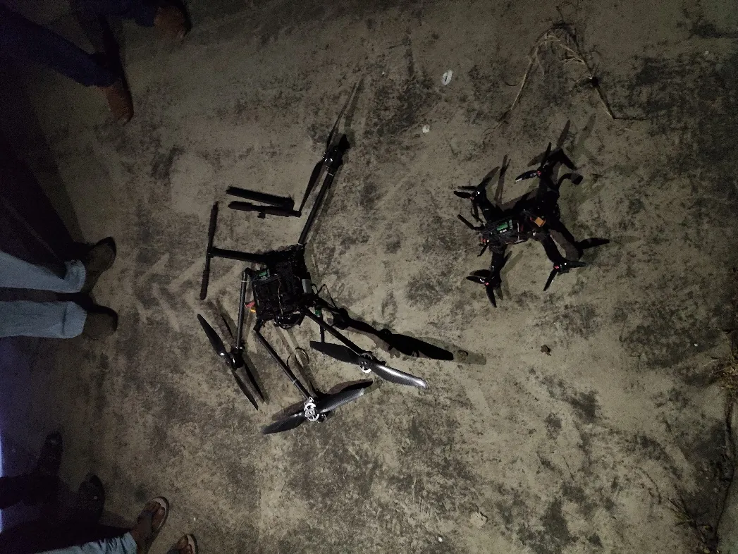 Enemy drone brought down by the counter-drone system