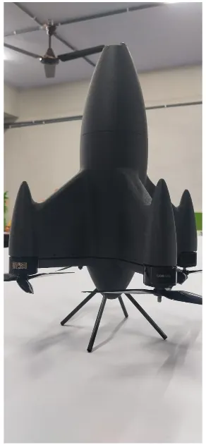 VisionTrack interceptor drone with rocket-shaped composite airframe